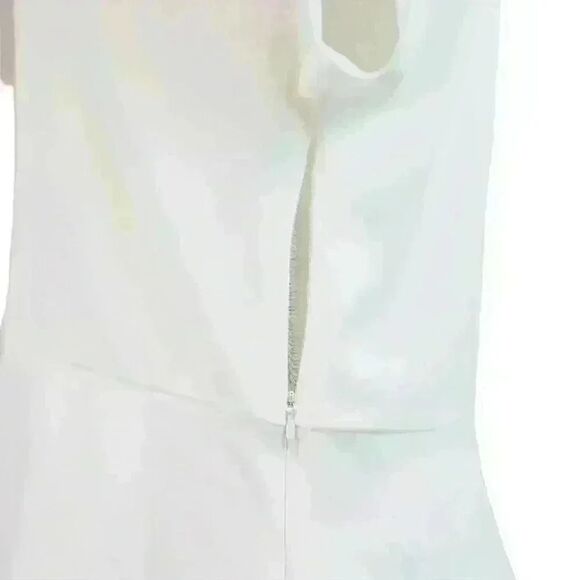 DKNY Cream White Blouse High-Neck Cap-Sleeve Side-Zip Front Pleats Size XS - Picture 3 of 10